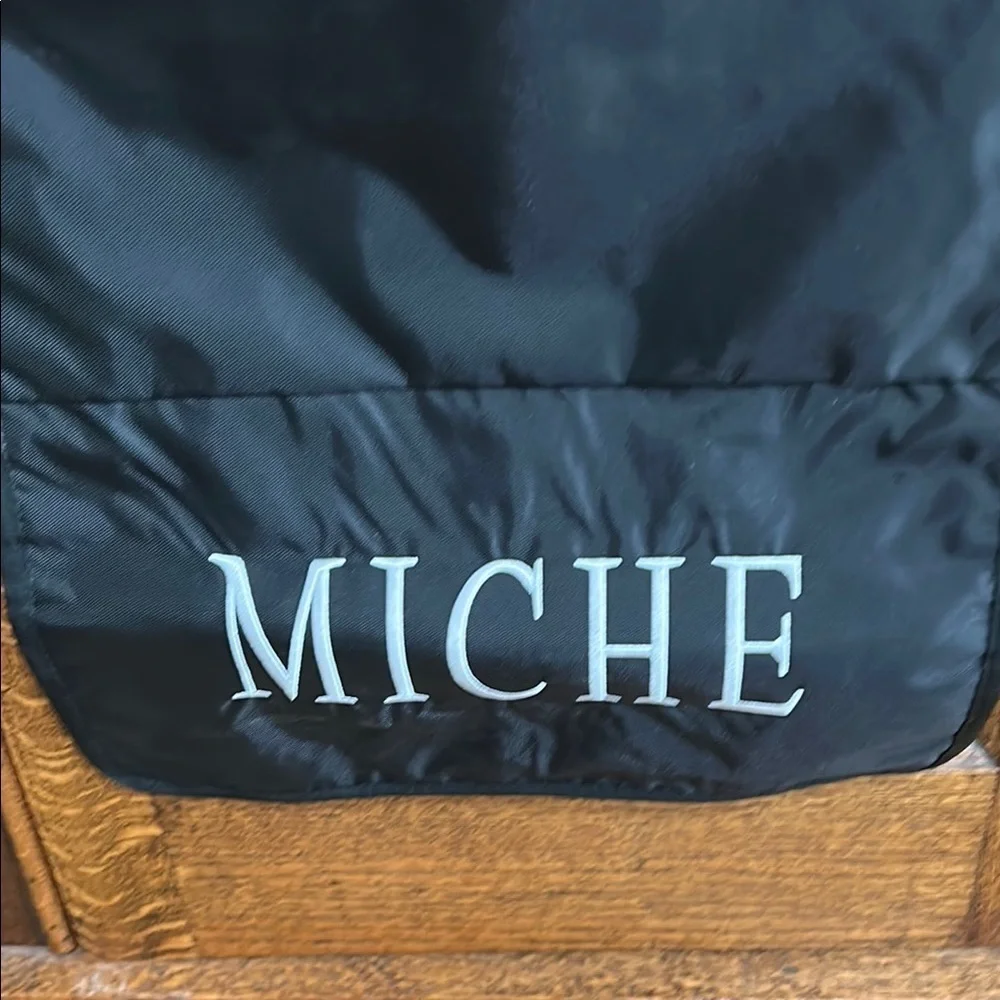 Miche Sleeve Closet Organizer with Pink and Red Sleeve and Brown cloth base bag